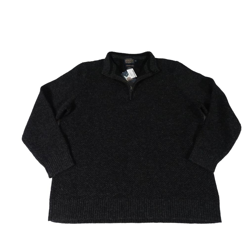 Pendleton Shetland Washable Wool 1/4 Zip Gray Sweater Men's XL NWT